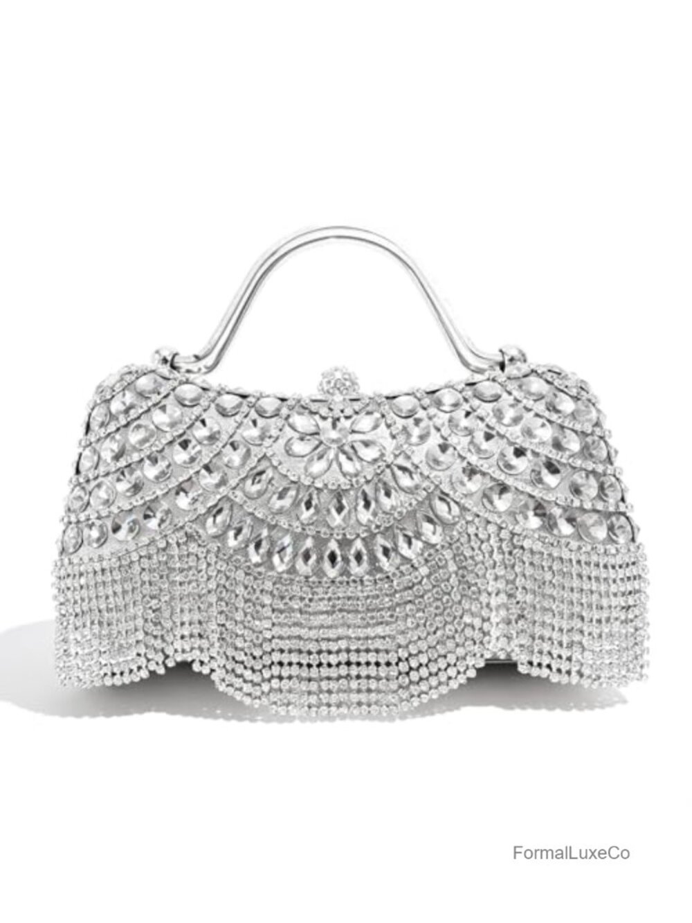 Sparkly Rhinestone Fringe Clutch Purse Detachable Chain Shoulder Bag Wedding